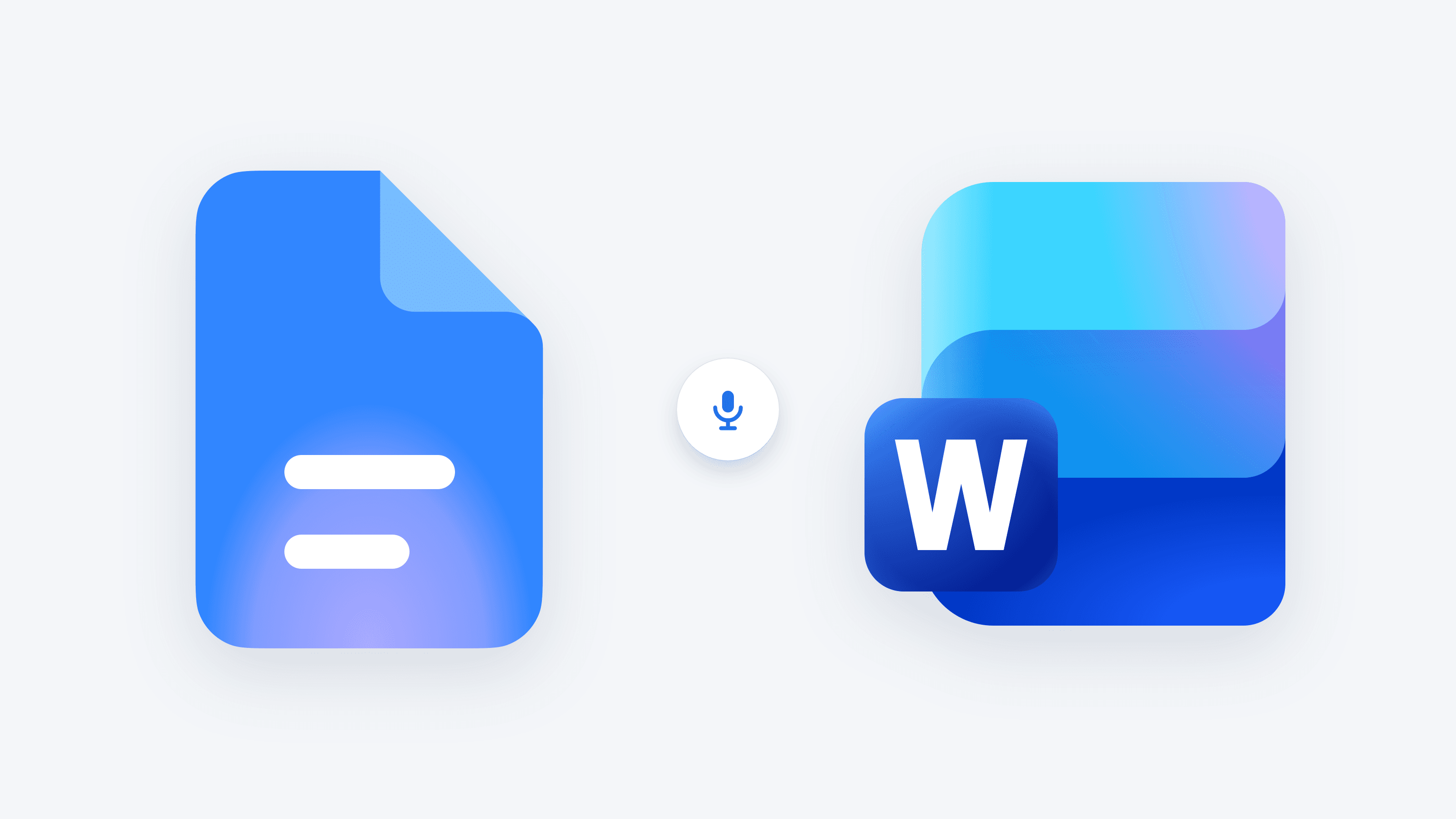 The Google Docs and Microsoft Word icons side by side with a microphone, showing you can dictate by voice in any language