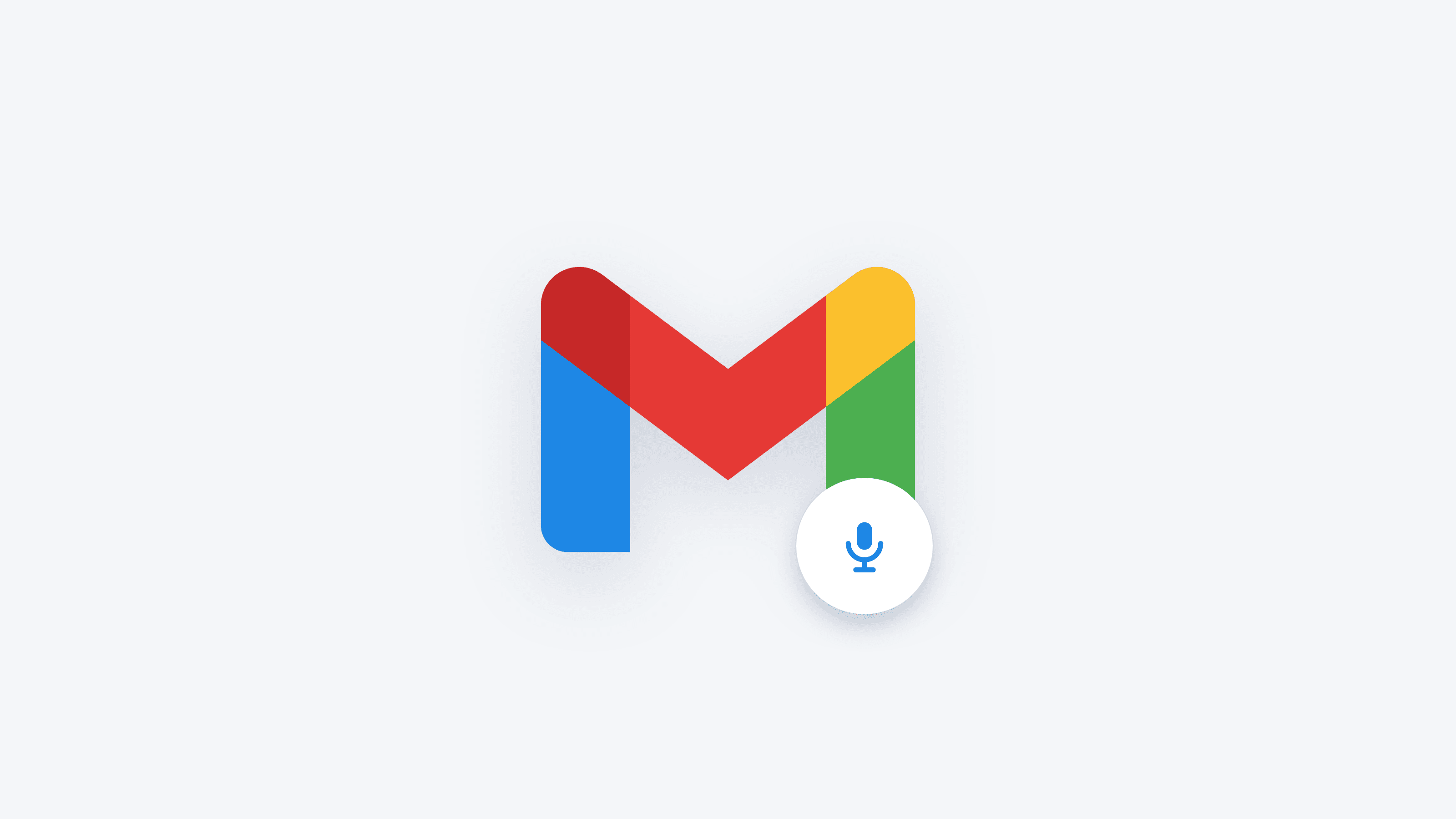The Gmail icon with a microphone, dictating an email by voice